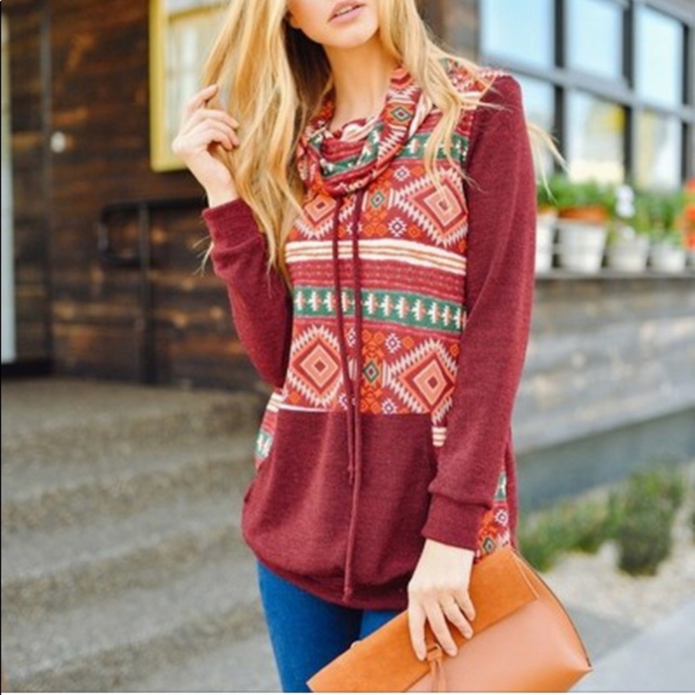 Aztec Cowl Neck Pull Over